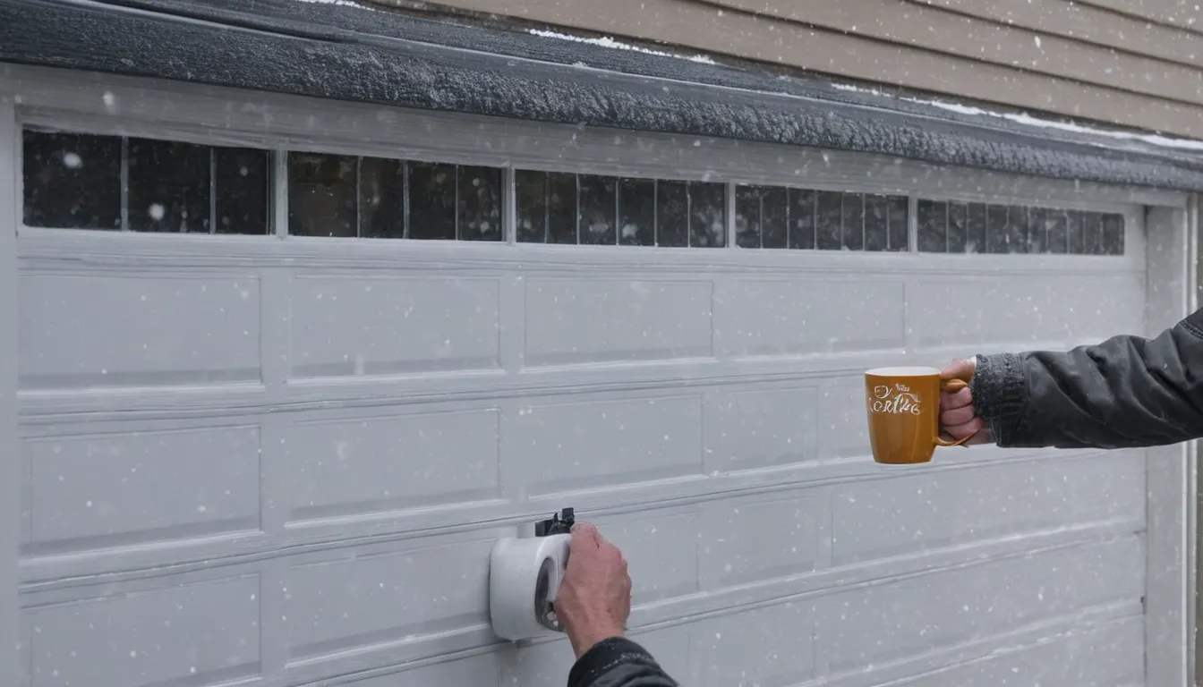 A garage door track being checked on a snowy day in the Framingham area
